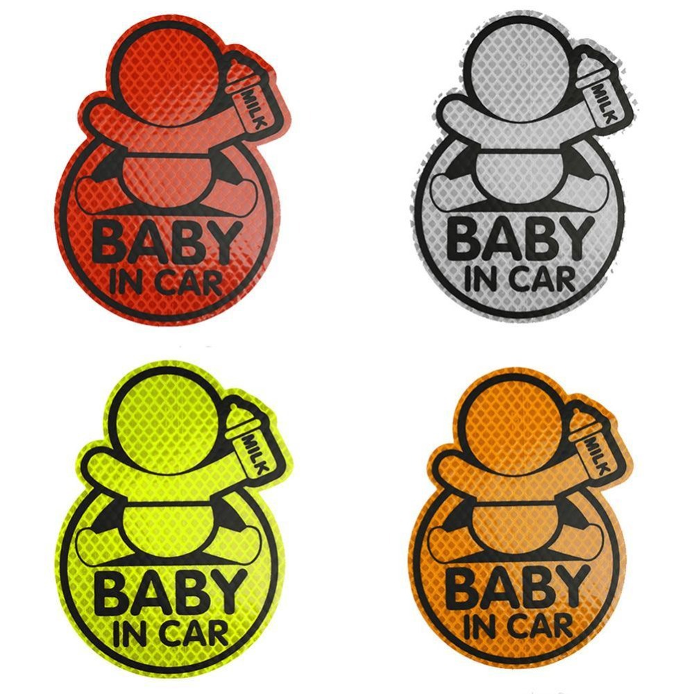 Baby In Car Reflective Sticker in bright colors for visibility.