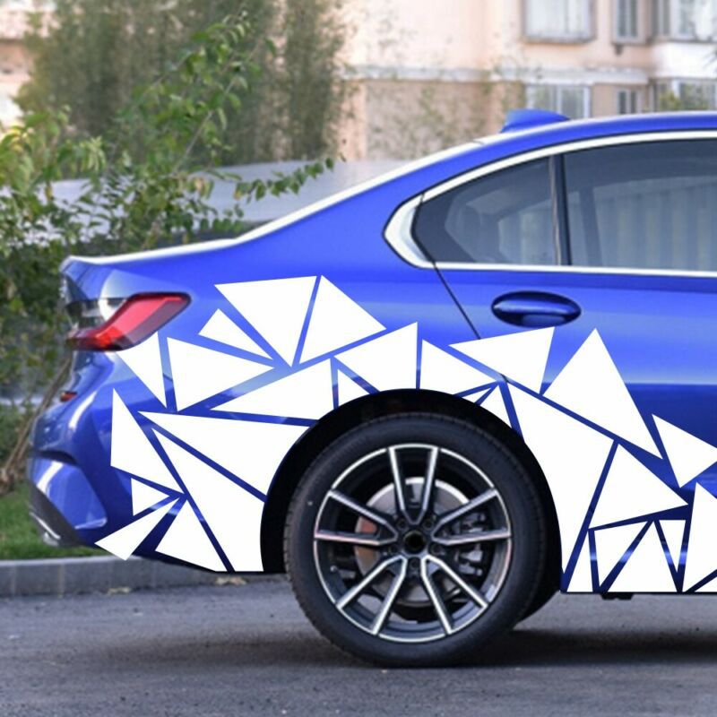 Geometry car modification sticker in black, white, and colors