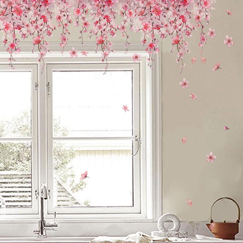 Colorful floral wall decal design for home decoration.