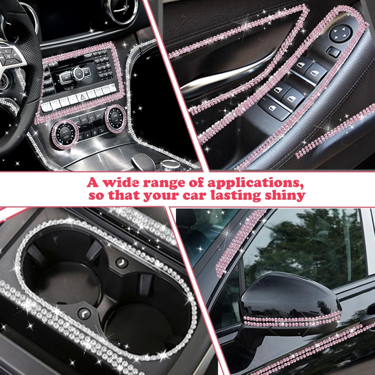 Shiny butterfly design car interior decals with rhinestones