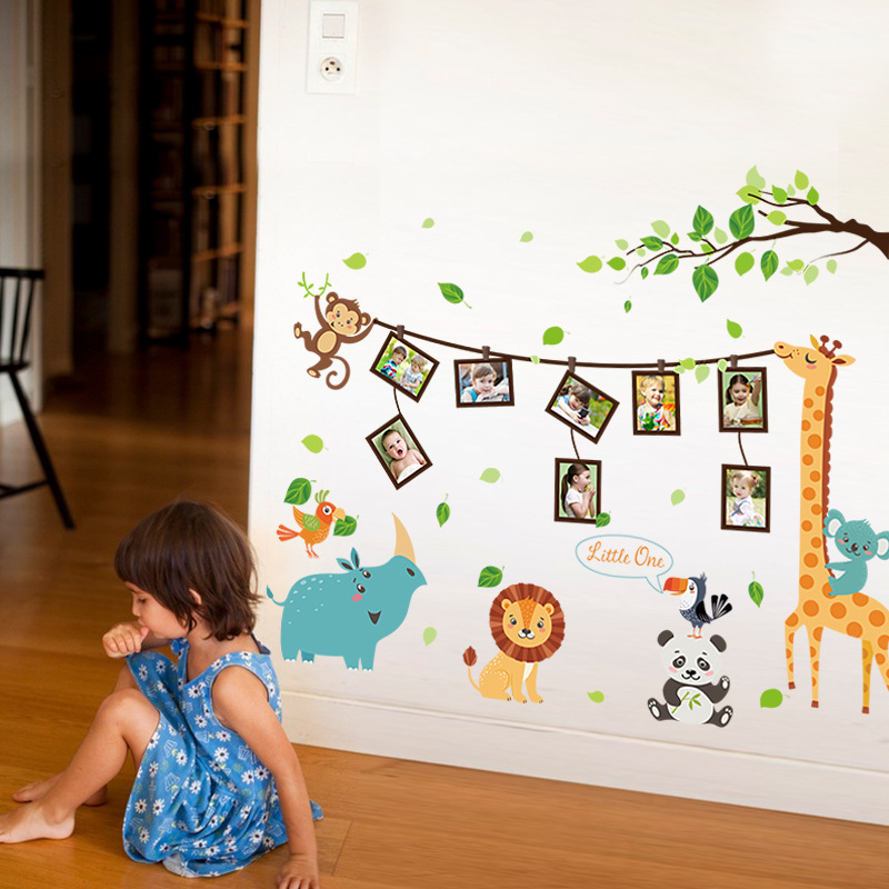 Colorful animal cartoon wall decal for bedroom