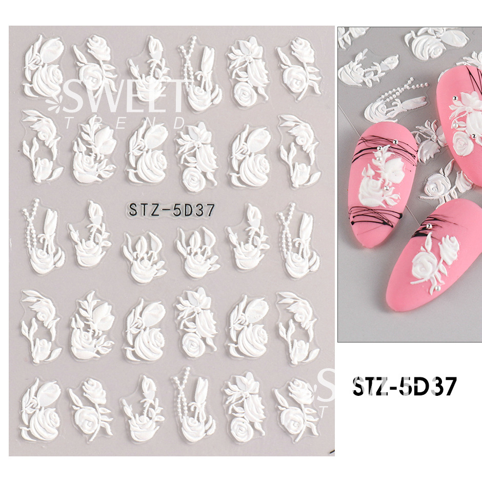 Mesh red embossed flower decal with a three-dimensional design