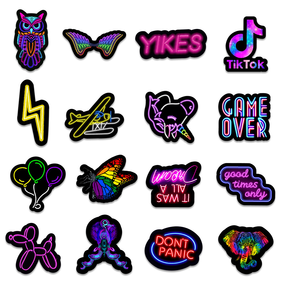 Colorful neon stickers in irregular shapes for decoration