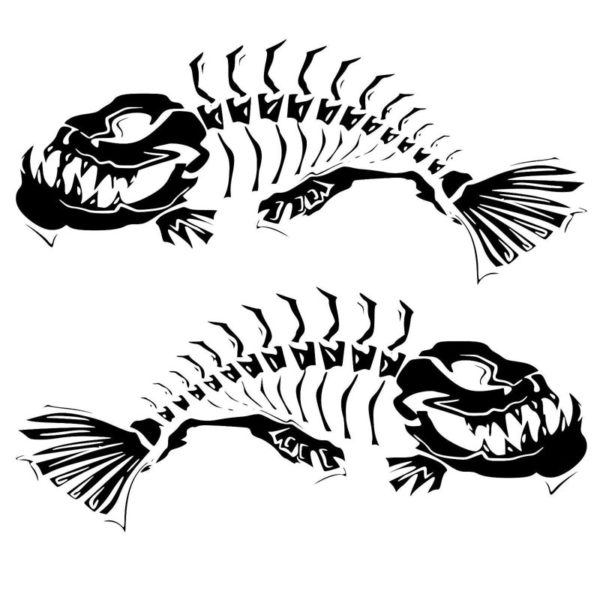 Colorful skeleton fish boat sticker for car decoration.