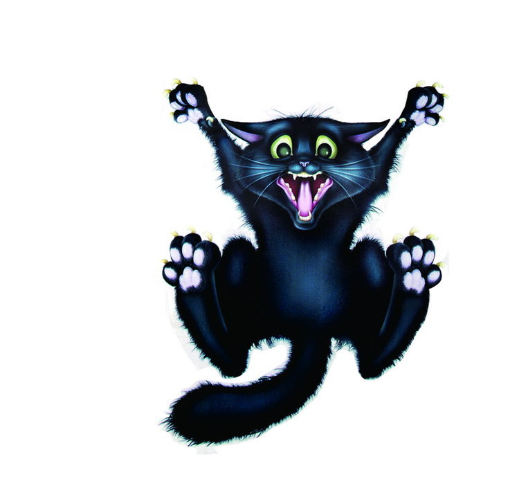 Black cat climbing decal for car windows