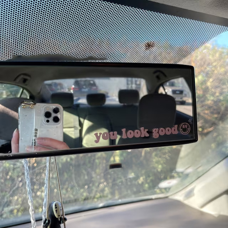 Positive affirmation rearview mirror decal in black