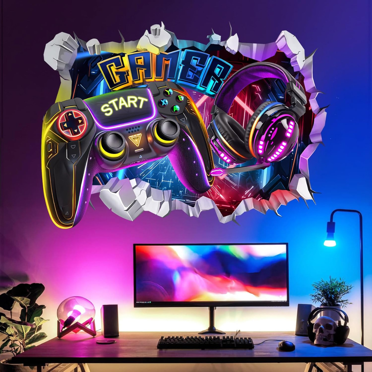 Set of two controller wall stickers for gaming decor