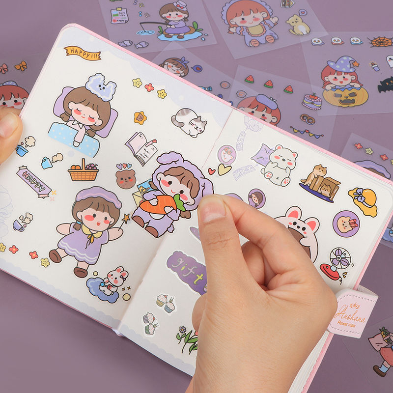 Colorful cartoon design PET stickers for journaling