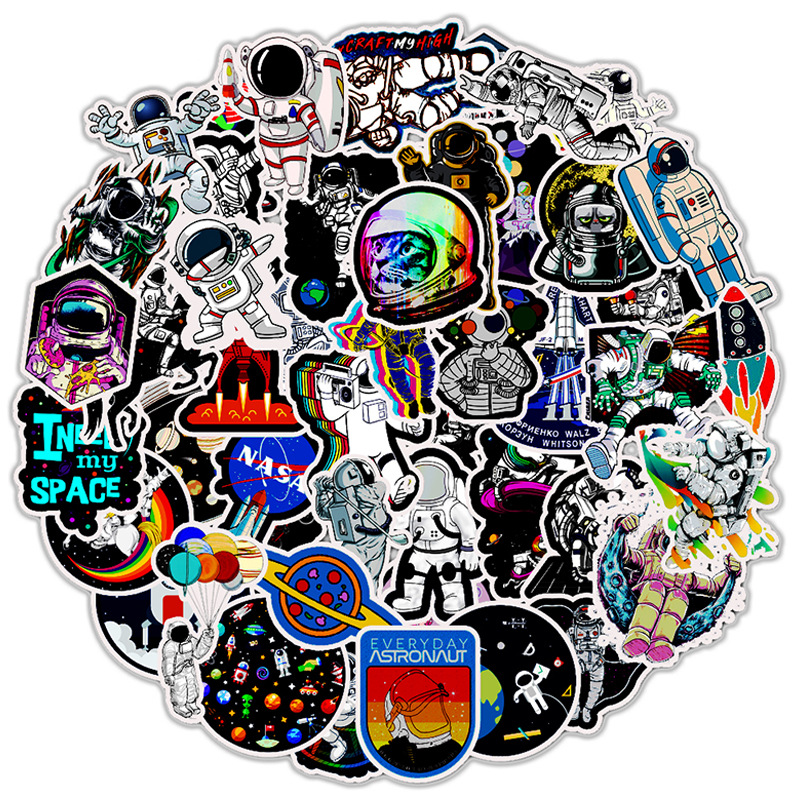 Cute cartoon astronaut vinyl sticker design